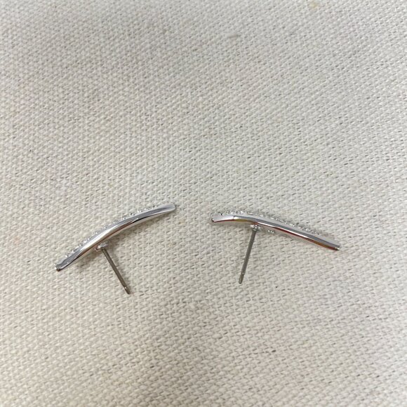 Swarovski‎ Signed S-Curve Earrings Pave Crystal 80s Vintage Silver-Tone Classic - Picture 4 of 9